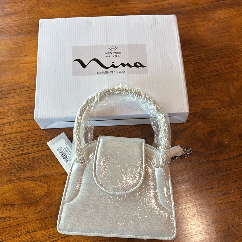 NWT NINA Baldwin True Silver Purse